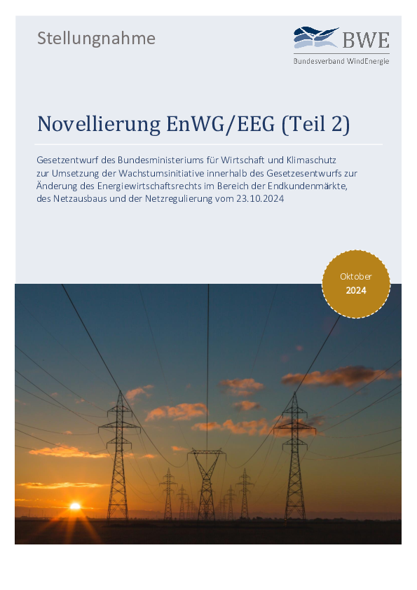 BWE-Stellungnahme: Novellierung EnWG/EEG (Teil 2)
