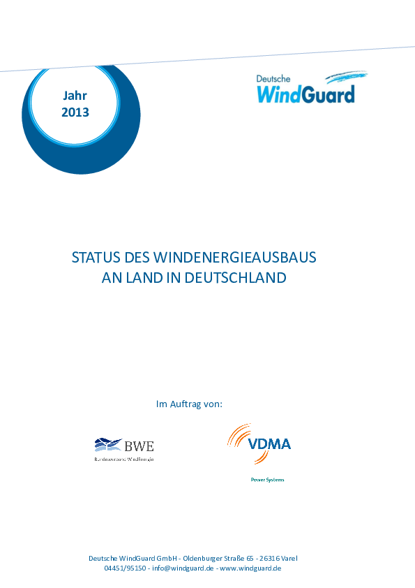 Factsheet Windenergie 2013