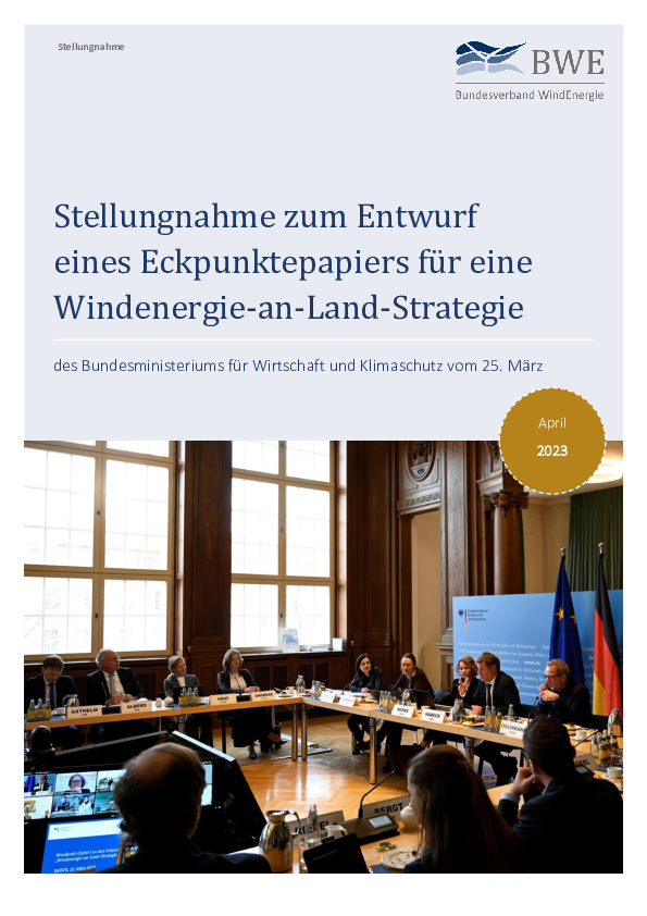 BWE-Stellungnahme: Eckpunktepapier einer Windenergie-an-Land-Strategie (04/2023)