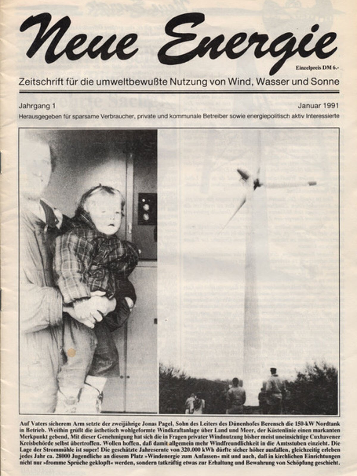 Cover des Verbandsmagazin "neue energie" vom Jahr 1991