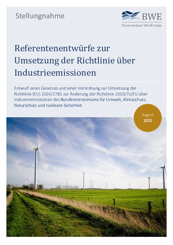 Stellungnahme zur Umsetzung der Richtlinie über Industrieemissionen