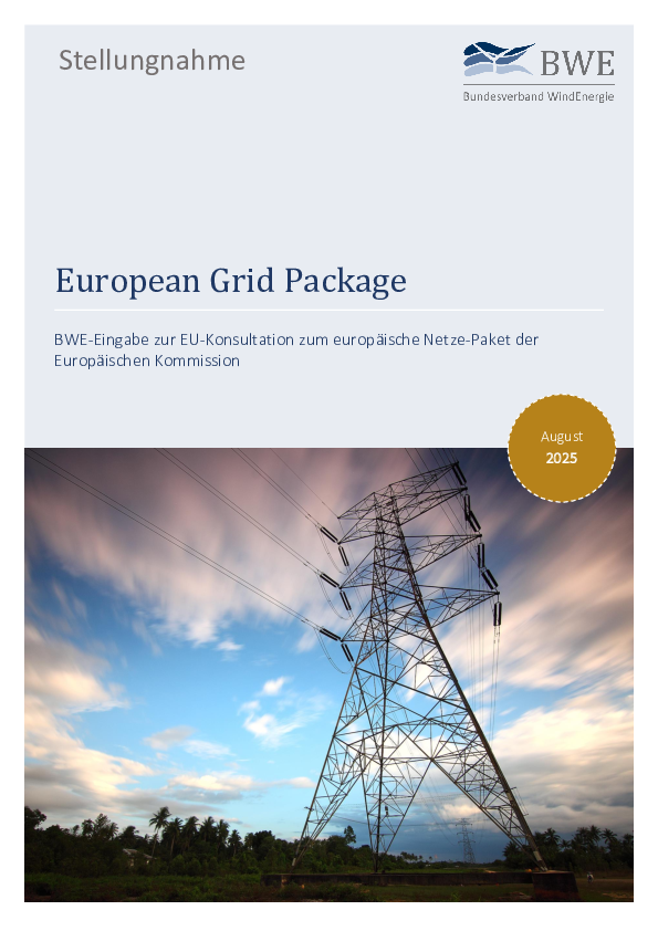 BWE-Stellungnahme zur EU-Konsultation zum European Grid Package (