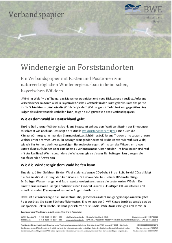 Windenergie an Forststandorten
