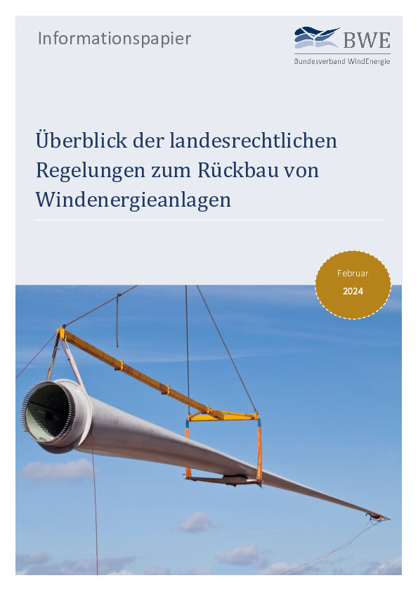 BWE-Informationspapier: Länderregelungen zum Rückbau (02/2024)