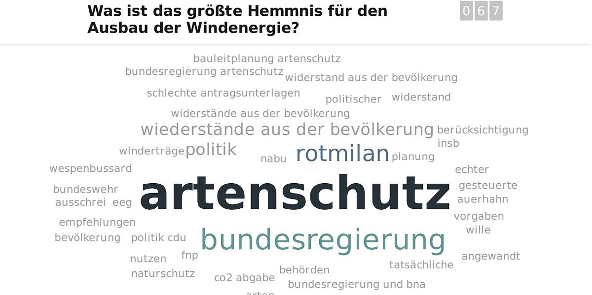 Umfrageergebnis zu den Ausbauhemmnissen beim Jubiläums-Windbranchentag Baden-Württemberg, © BWE/NK