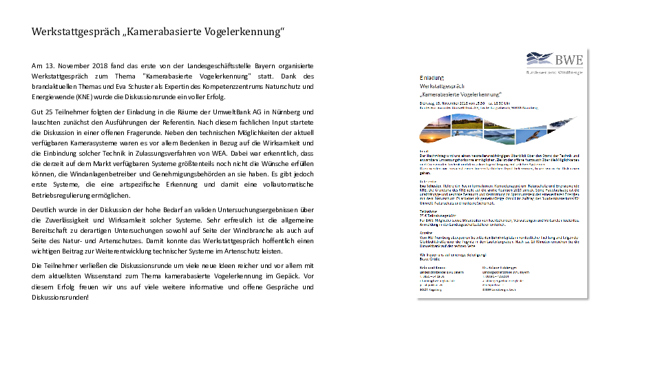 Werkstattgespräch "Kamerabasierte Vogelerkennung"