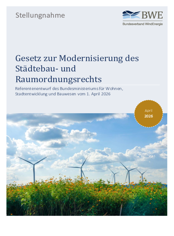 Stellungnahme: Gesetz zur Modernisierung des Städtebau- und Raumordnungsrechts
