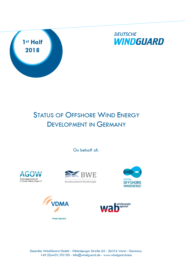 Factsheet: Status of Offshore Wind Energy Development in Germany - 1st Half 2018