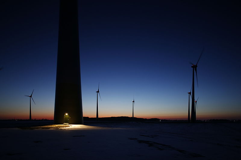 Windpark Ahlerstedt-Wohnste am Abend  © BWE/Jens Meier