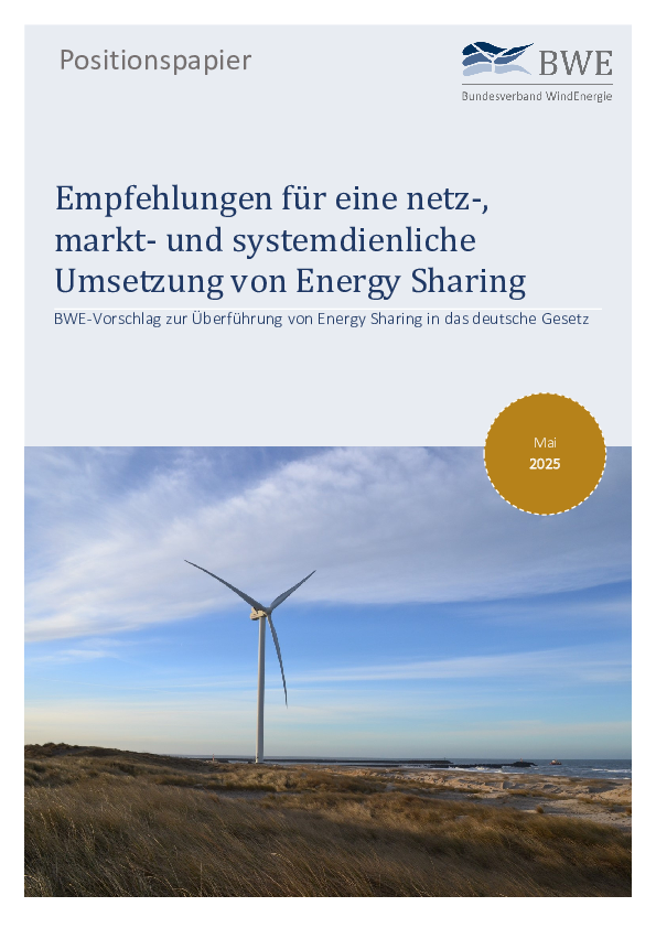 Positionspapier: Empfehlungen für eine netz-, markt- und systemdienliche Umsetzung von Energy Sharing