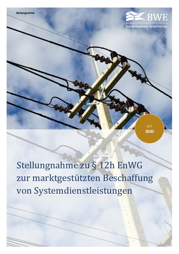 Stellungnahme zu § 12h EnWG zur marktgestützten Beschaffung von Systemdienstleistungen