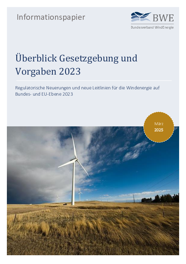 BWE-Informationspapier: Überblick Gesetzgebung und Vorgaben 2023 (03/2025)
