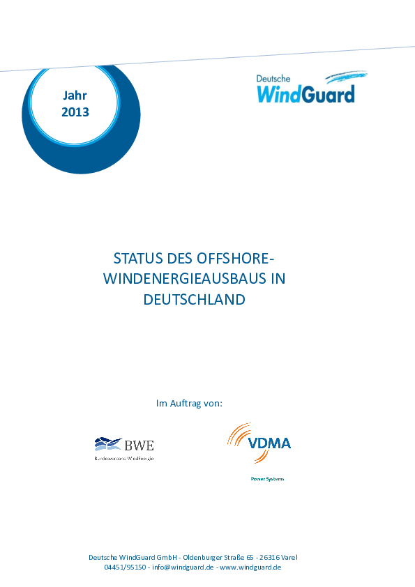 Factsheet Windenergie auf See 2013