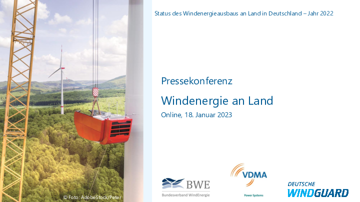 Status des Windenergieausbaus an Land im Jahr 2022
