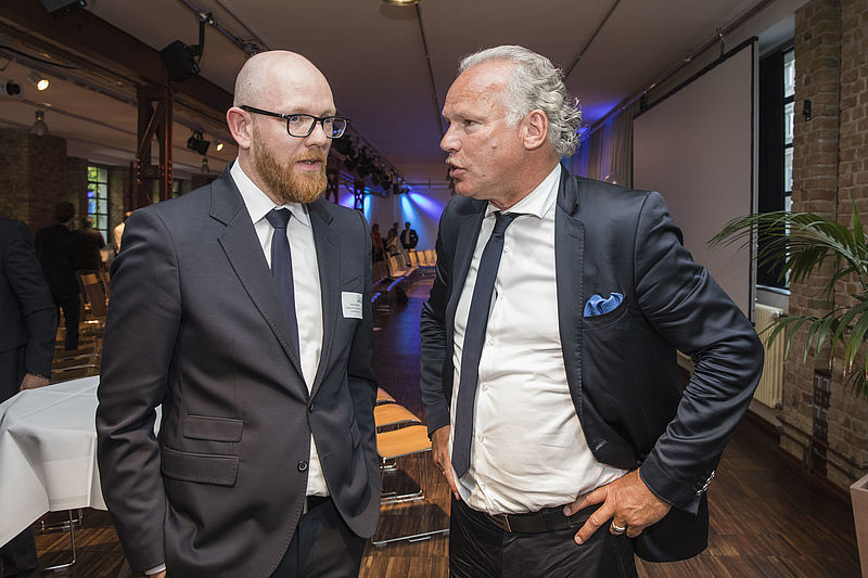 Ronny Meyer, Staatsrat beim Senator für Umwelt, Bau und Verkehr in Bremen, Hermann Albers, Präsident BWE, © BWE/Silke Reents Ronny Meyer, Staatsrat beim Senator für Umwelt, Bau und Verkehr in Bremen, Hermann Albers, Präsident BWE, © BWE/Silke Reents