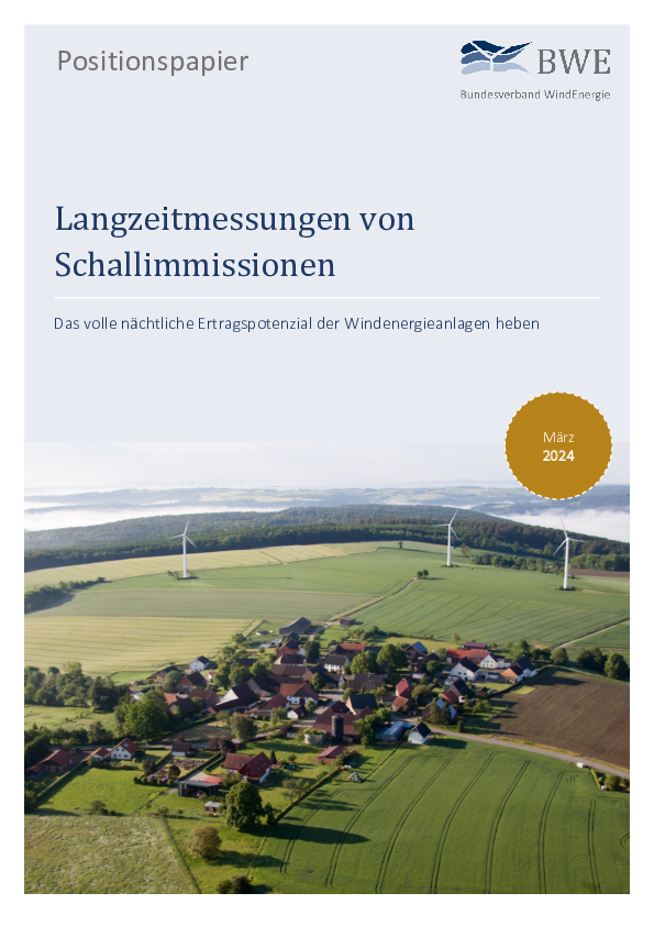 BWE-Positionspapier: Langzeitmessungen von Schallimmissionen (03/2024)