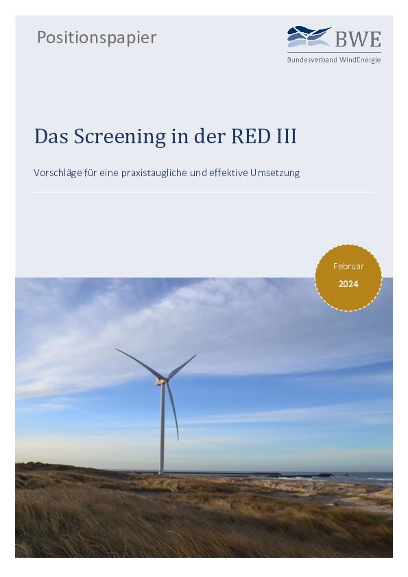 BWE-Positionspapier: Das Screening in der RED III (02/2024)