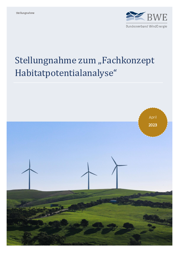 BWE-Stellungnahme: Zum "Fachkonzept Habitatpotentialanalyse" (04/2023)