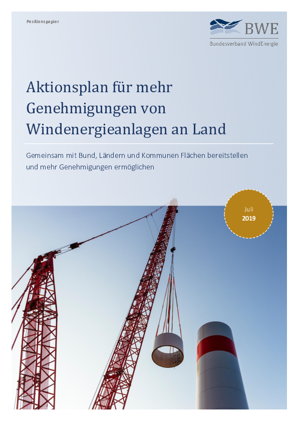 BWE-Positionspapier: Aktionsplan für mehr Genehmigungen (08/2019)