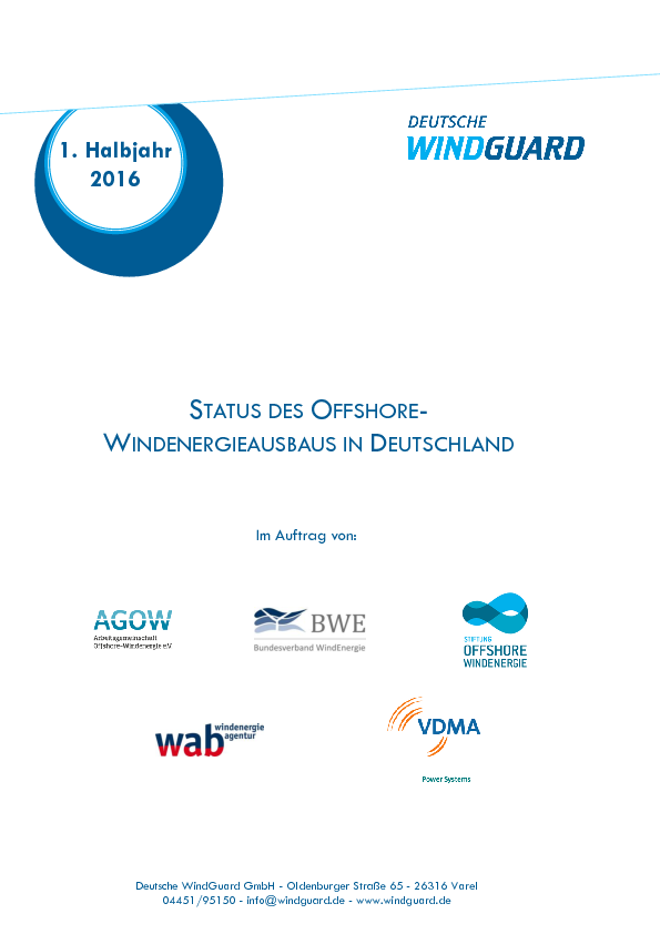 Factsheet Windenergie auf See Halbjahreszahlen 2016