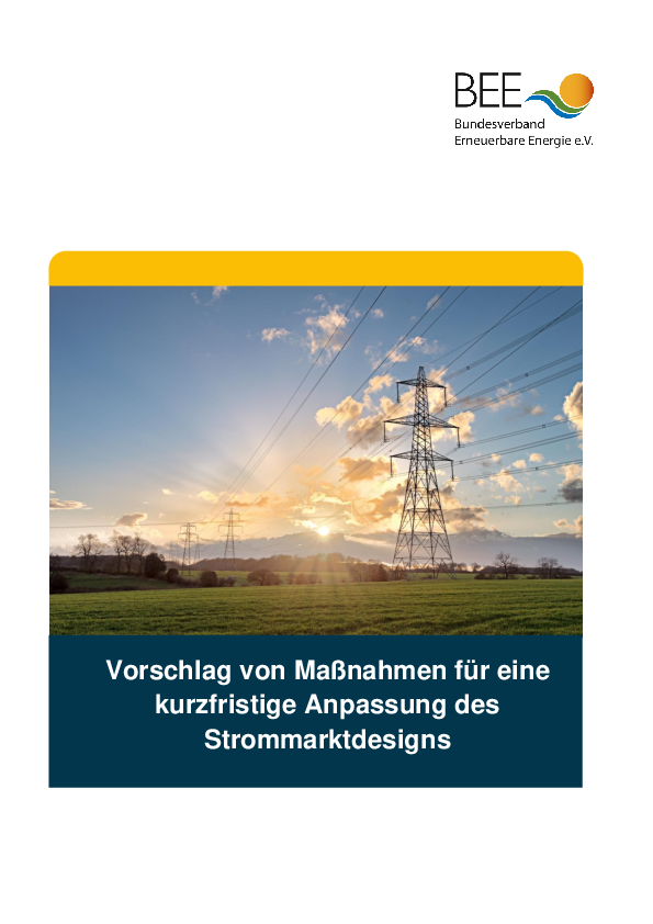 BEE-Vorschlagspapier zum Strommarktdesign (10/2020)