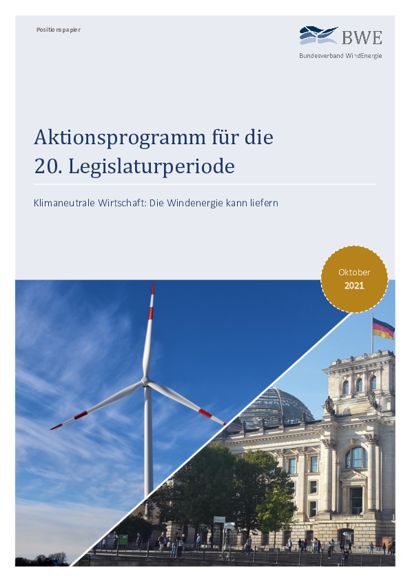 BWE Aktionsprogramm für die 20. Legislaturperiode (10/2021)
