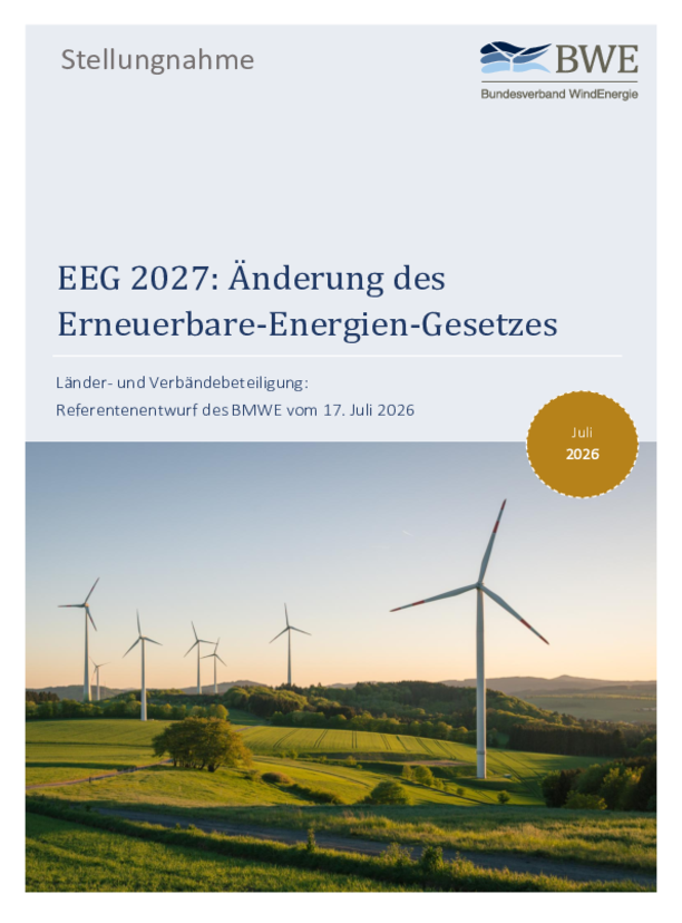 Stellungnahme zum EEG 2027: Änderung des Erneuerbare-Energien-Gesetzes