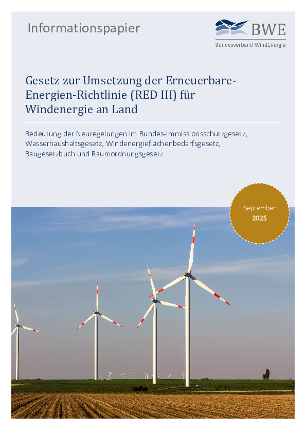 BWE-Informationspapier: Umsetzung von RED III für Windenergie an Land