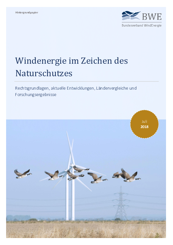 BWE-Hintergrundpapier Naturschutz und Windenergie 2018