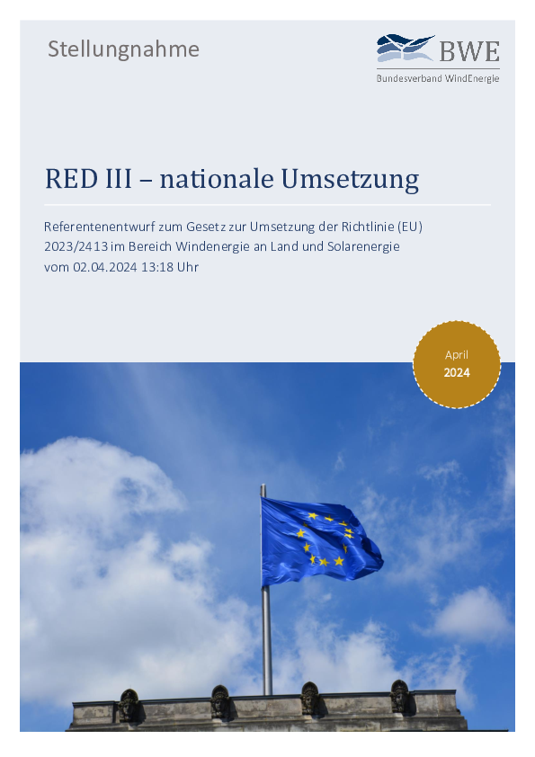 BWE-Stellungnahme: RED III - Nationale Umsetzung (04/2024)