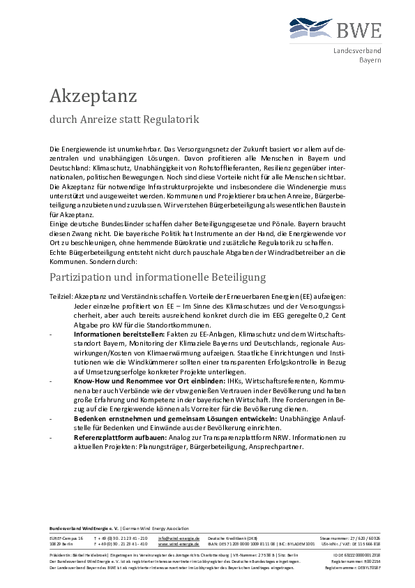 Akzeptanz durch Anreize statt Regulatorik
