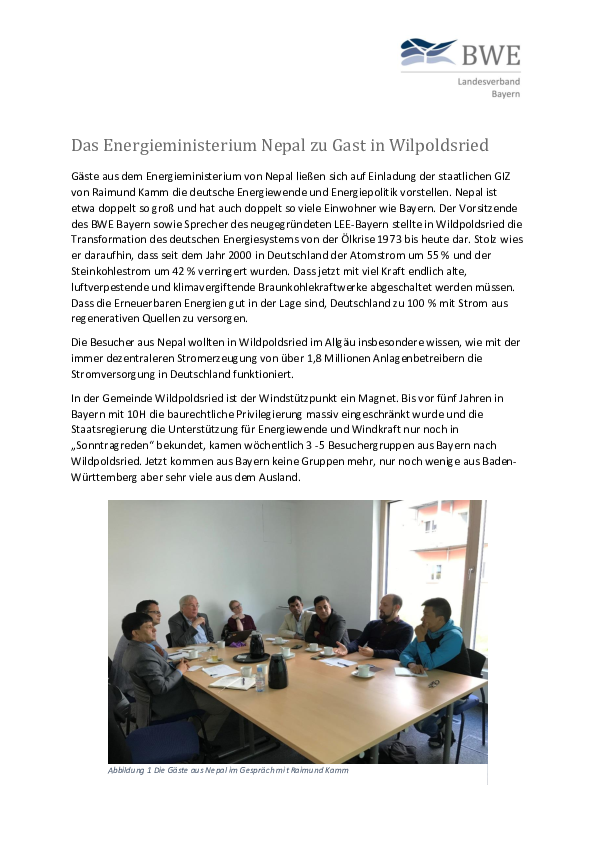 Das Energieministerium Nepal zu Gast in Wilpoldsried