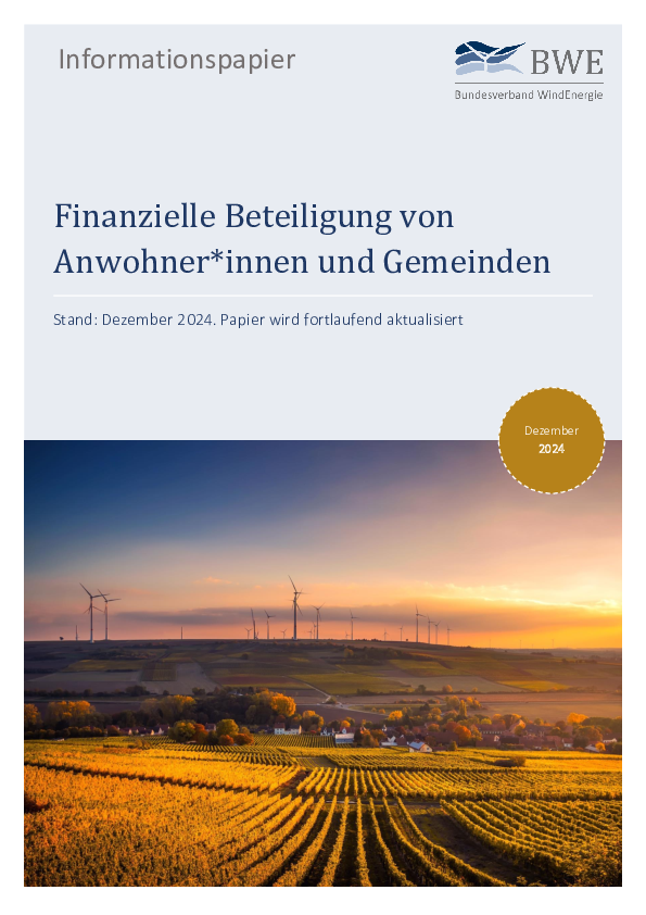 BWE-Informationspapier: Beteiligung von Anwohner*innen und Gemeinden (12/2024)