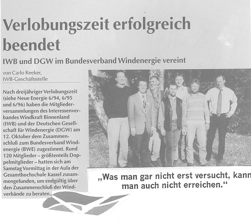 Artikel über Gründung des BWE